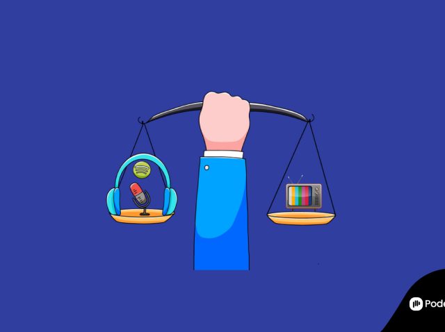 البودكاست وسائل الإعلام التقليدية